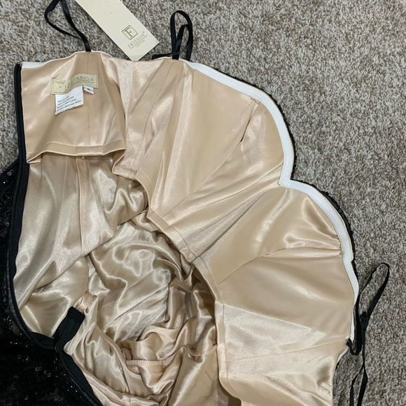 Custom Gorgeous Strapless Matte Sequins & Beads Fishtail Gown - Picture 13 of 16